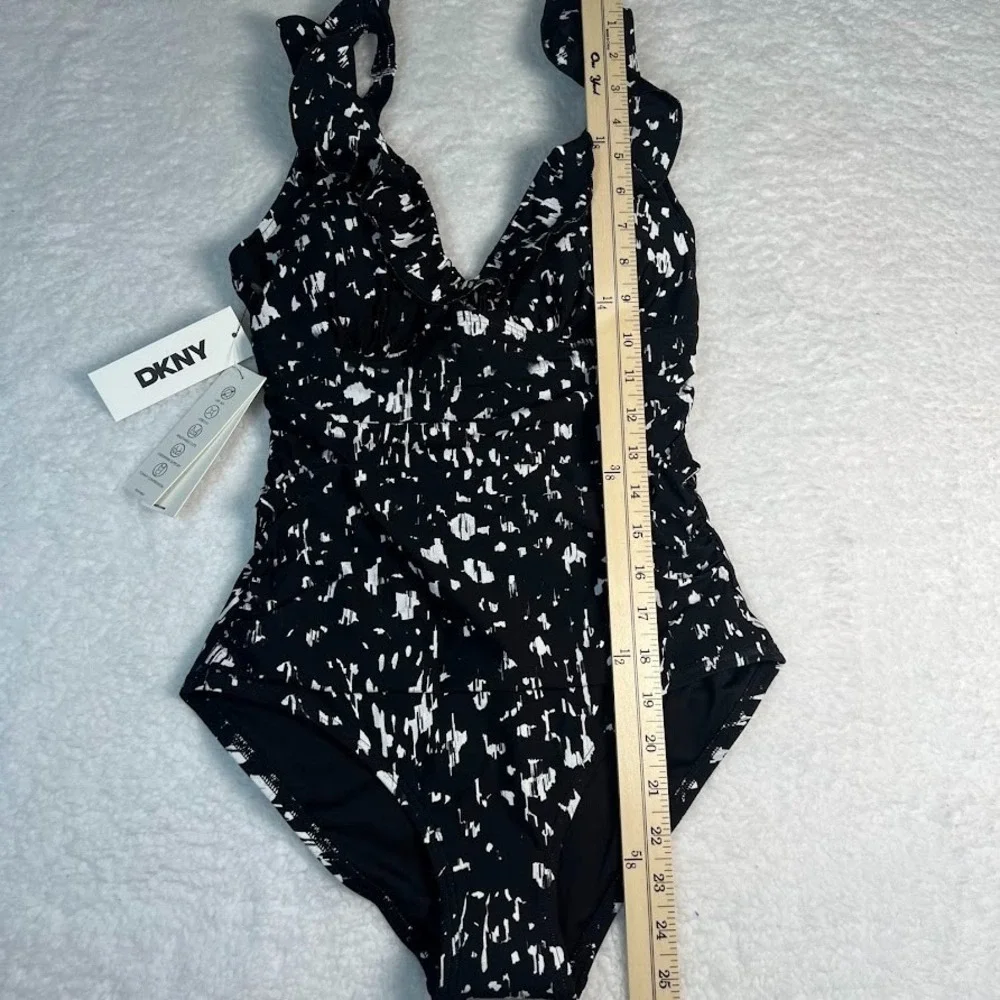 Black One Piece Swimsuit Small DKNY Bathing Suit Tummy Control NWT - Picture 6 of 10